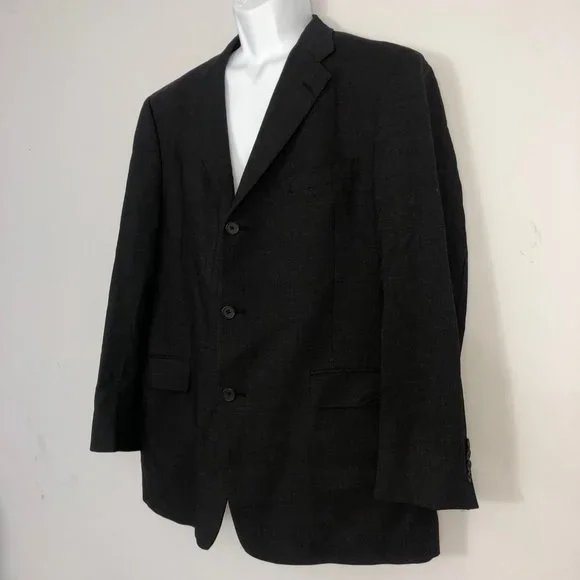 Tommy Hilfiger Blazer Mens 44R Black Wool Blend 3 Button Single Breast/Vent - Picture 3 of 11